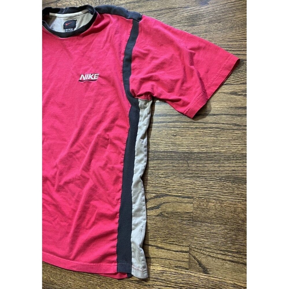 Vintage Nike 90s Red Cotton T-Shirt Men’s XXL Swoosh Logo Black Gray Trim Y2K - Picture 3 of 15